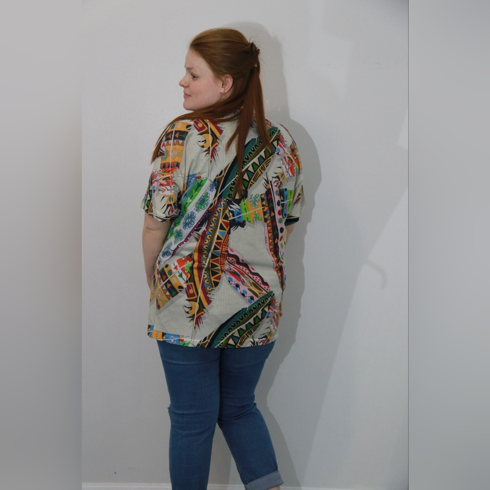 Multicolor Geometric Print Women's Top